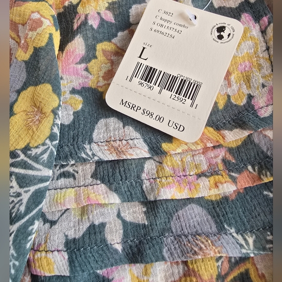 FREE PEOPLE x REVOLVE Maybel Happy Combo Ruffled Tie Front Chiffon Top NWT - Picture 11 of 13